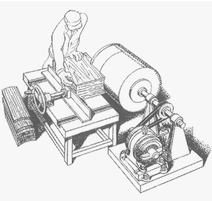 1931: Completes cylindrical sawing machine for keg production as the first production machine.