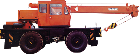 1970: Introduces Japan's first hydraulic rough terrain crane, the TR-150, with a 15-ton lifting capacity.