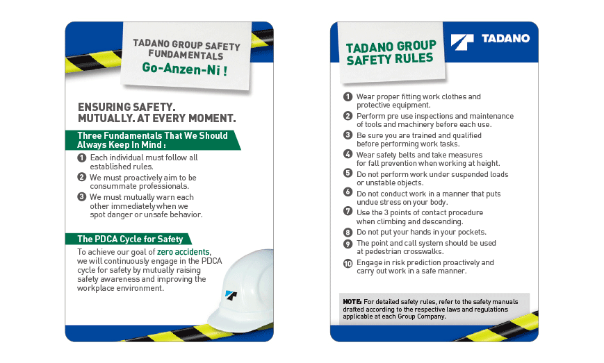 Tadano Group Safety Fundamentals Card