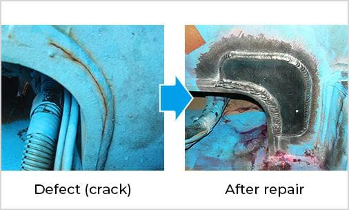 Actual examples of defects (cracks) and after repair1