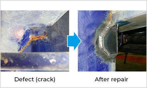 Actual examples of defects (cracks) and after repair2