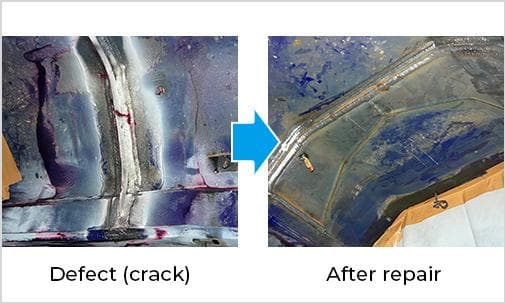 Actual examples of defects (cracks) and after repair3